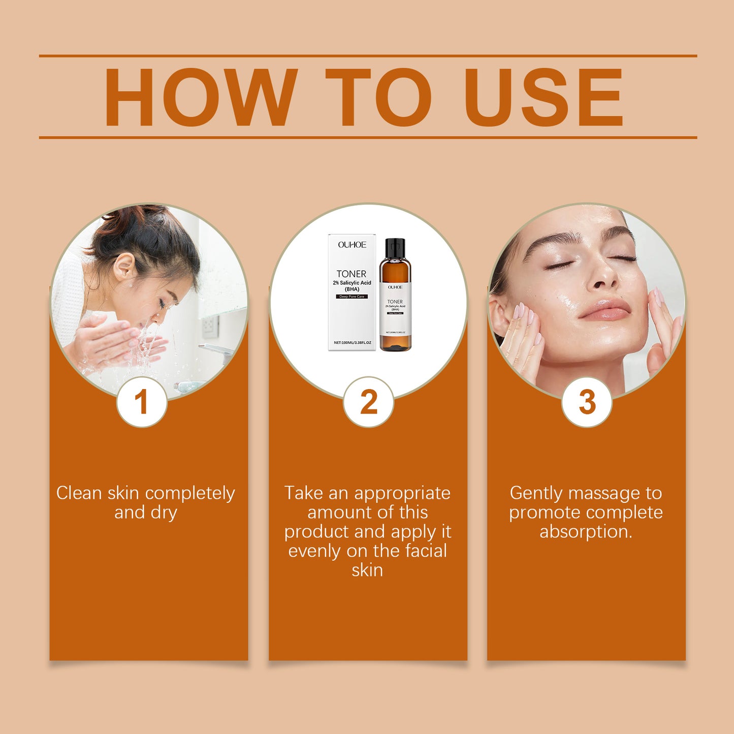 OUHOE Salicylic Acid Pore Care Toner Gently Moisturizes And Hydrates Skin Refreshing Toner