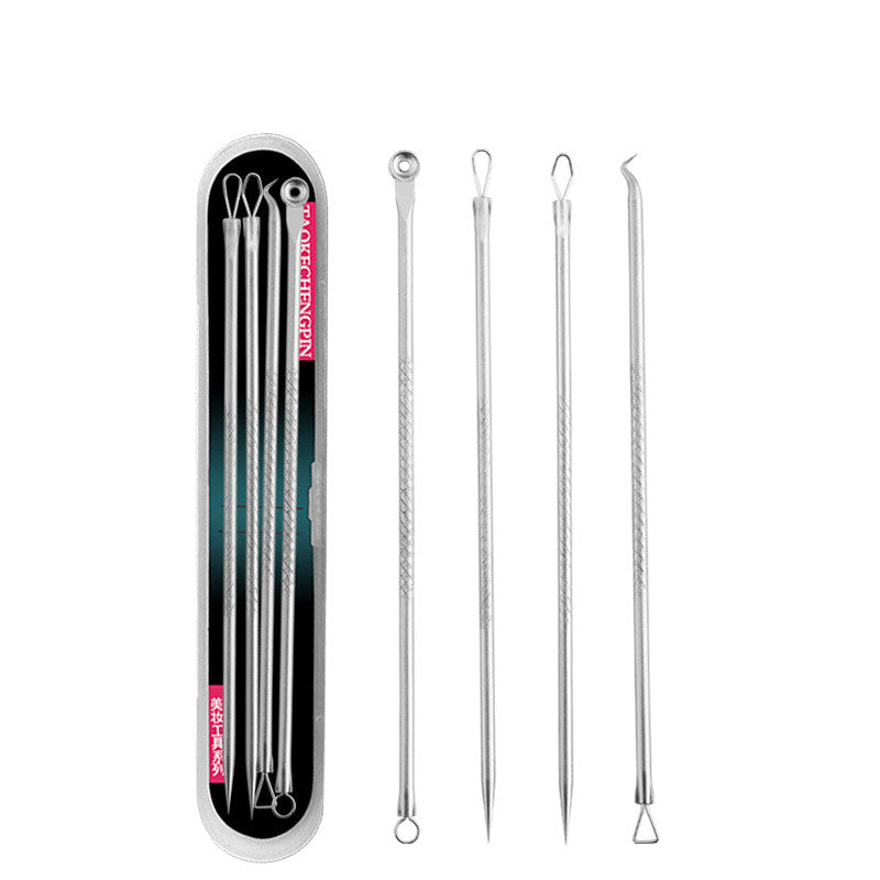 Rose Gold Stainless Steel Acne Needle 4-piece Tool Beauty Acne Blackhead Acne Clip Tool Set