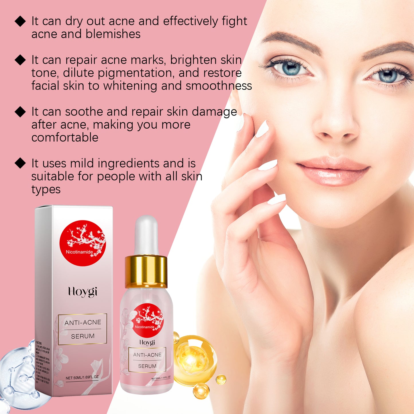 Hoygi Nicotinamide Anti-Acne Serum Mild Anti-Acne Serum Improve Acne Moisturizing Repair Serum