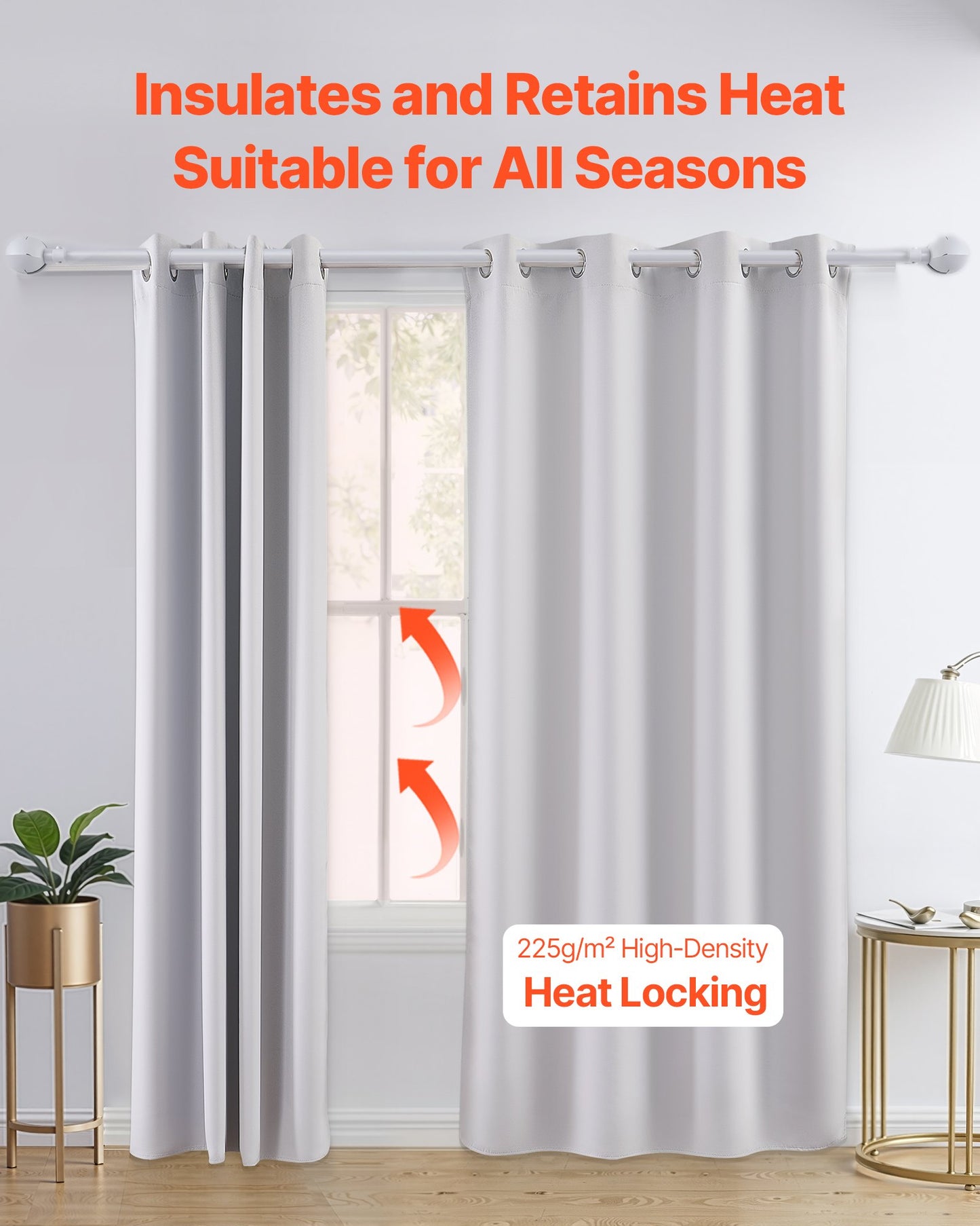 Blackout Curtains, White Blocking Drapes For Bedroom And Living Room, 2 Panels Set Grommet Room Darkening Curtain, Solid Thermal Insulated Drapes, Noise Reducing Window Treatments, 52x84 Inch