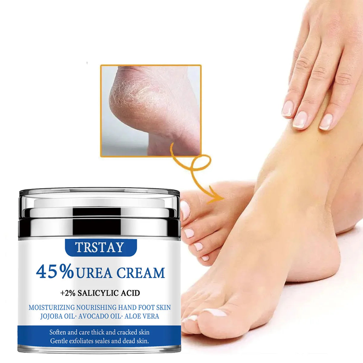 TRSTAY 45% urea cream+2% salicylic acid moisturizes and nourishes hand and foot skin with jojoba oil, avocado oil, and aloe vera