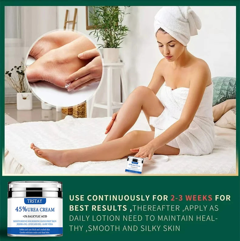 TRSTAY 45% urea cream+2% salicylic acid moisturizes and nourishes hand and foot skin with jojoba oil, avocado oil, and aloe vera