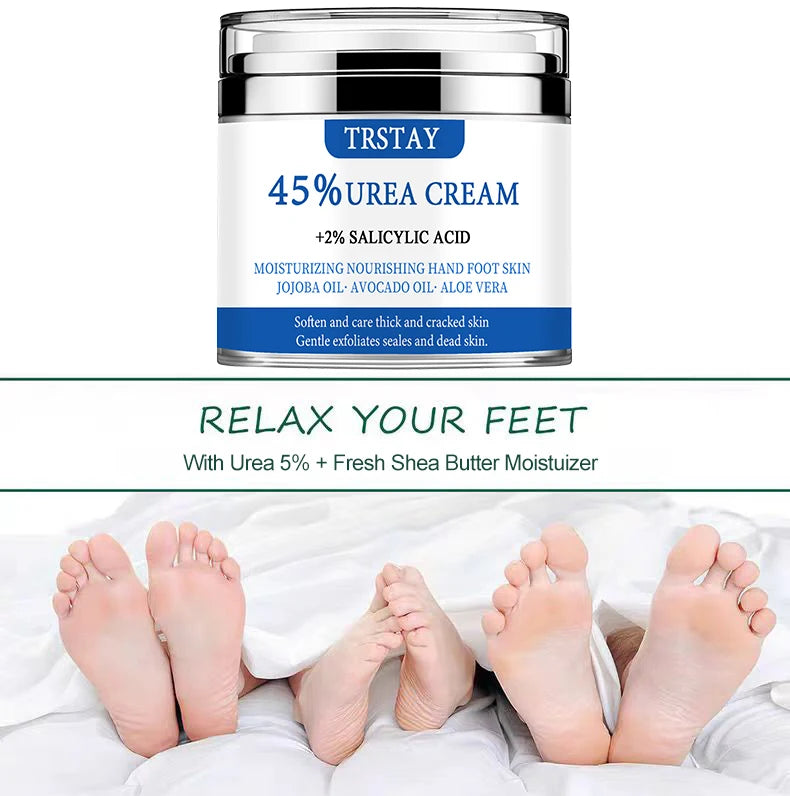 TRSTAY 45% urea cream+2% salicylic acid moisturizes and nourishes hand and foot skin with jojoba oil, avocado oil, and aloe vera
