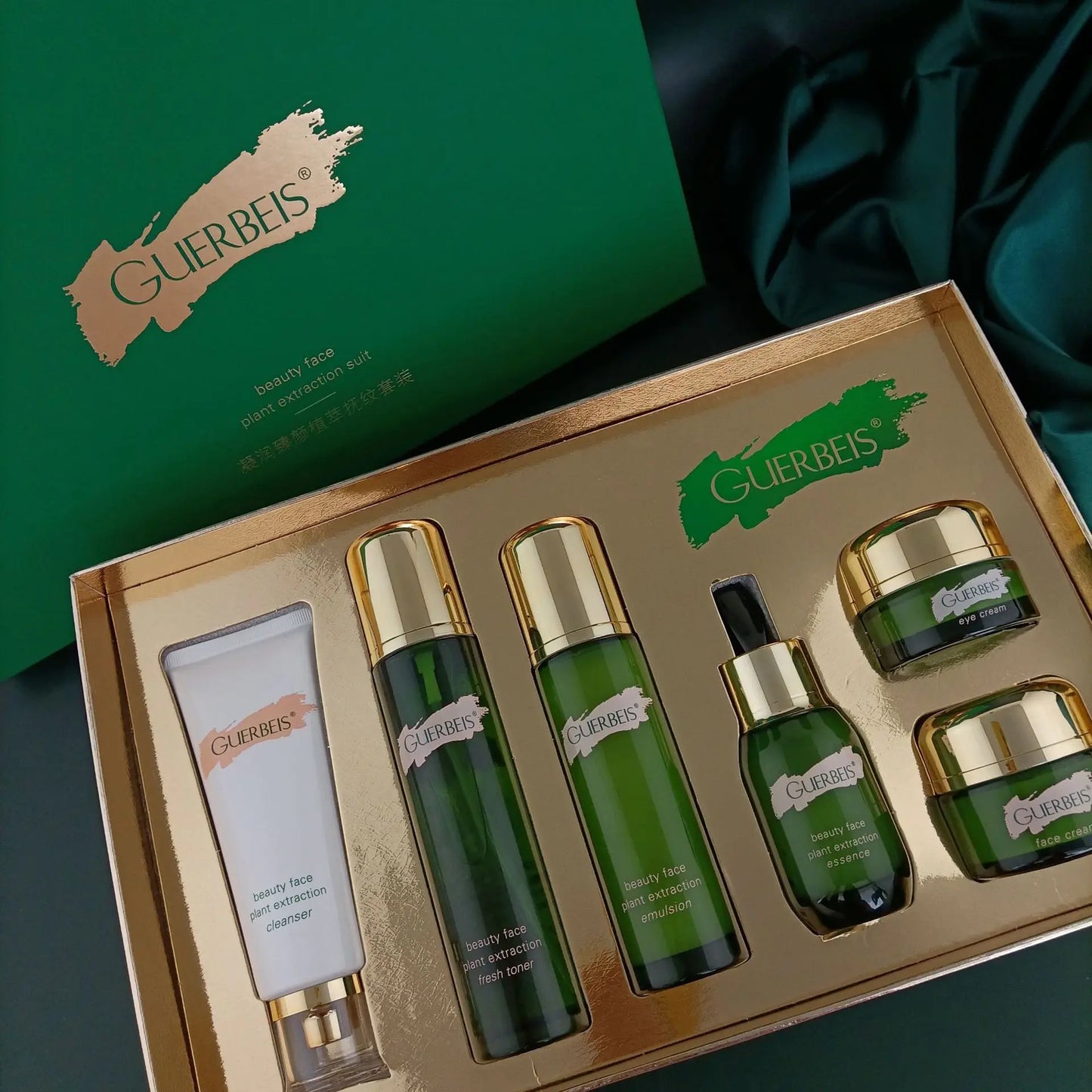 Extrato Vegetal Antirrugas Kit de Cuidados Faciais Óleo de Limpeza Tônico Controle de Oleosidade Sérum Firmador Creme Facial Hidratante Produtos de Beleza