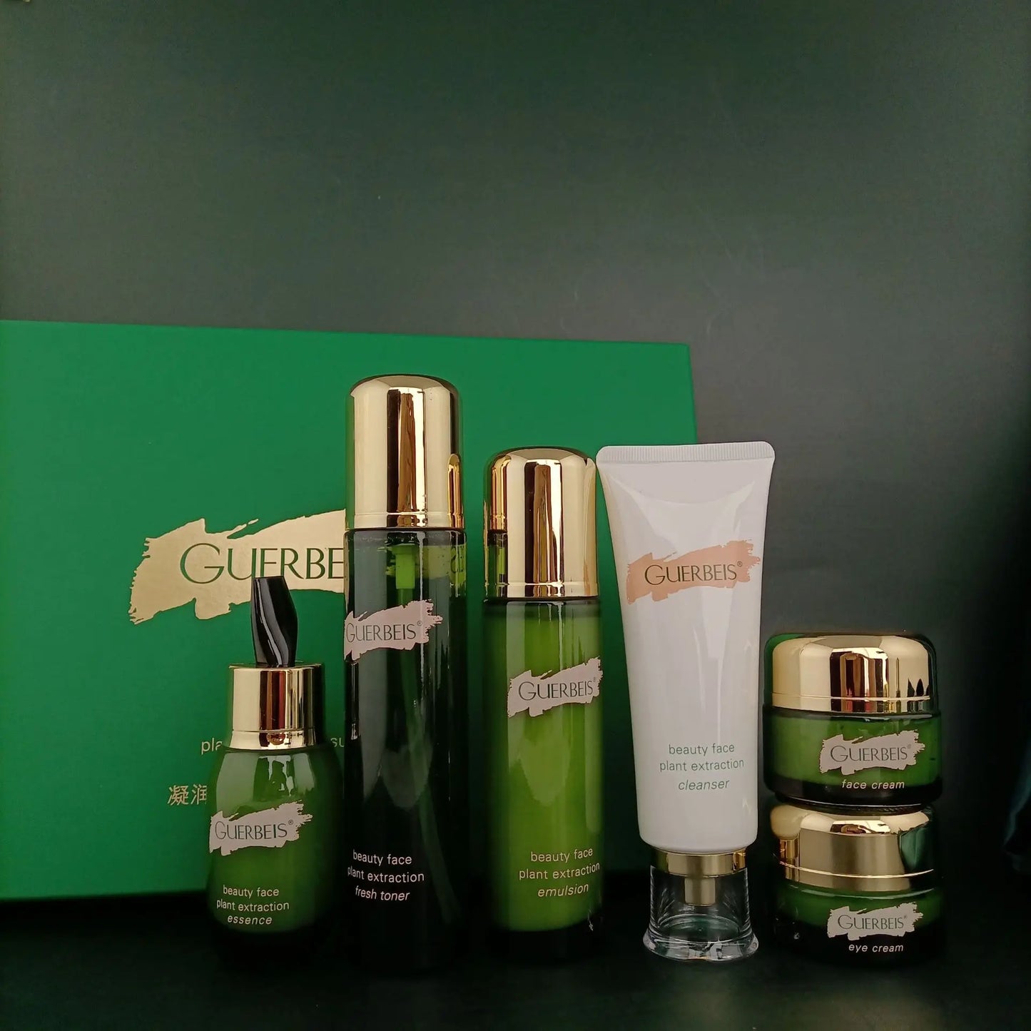 Extrato Vegetal Antirrugas Kit de Cuidados Faciais Óleo de Limpeza Tônico Controle de Oleosidade Sérum Firmador Creme Facial Hidratante Produtos de Beleza