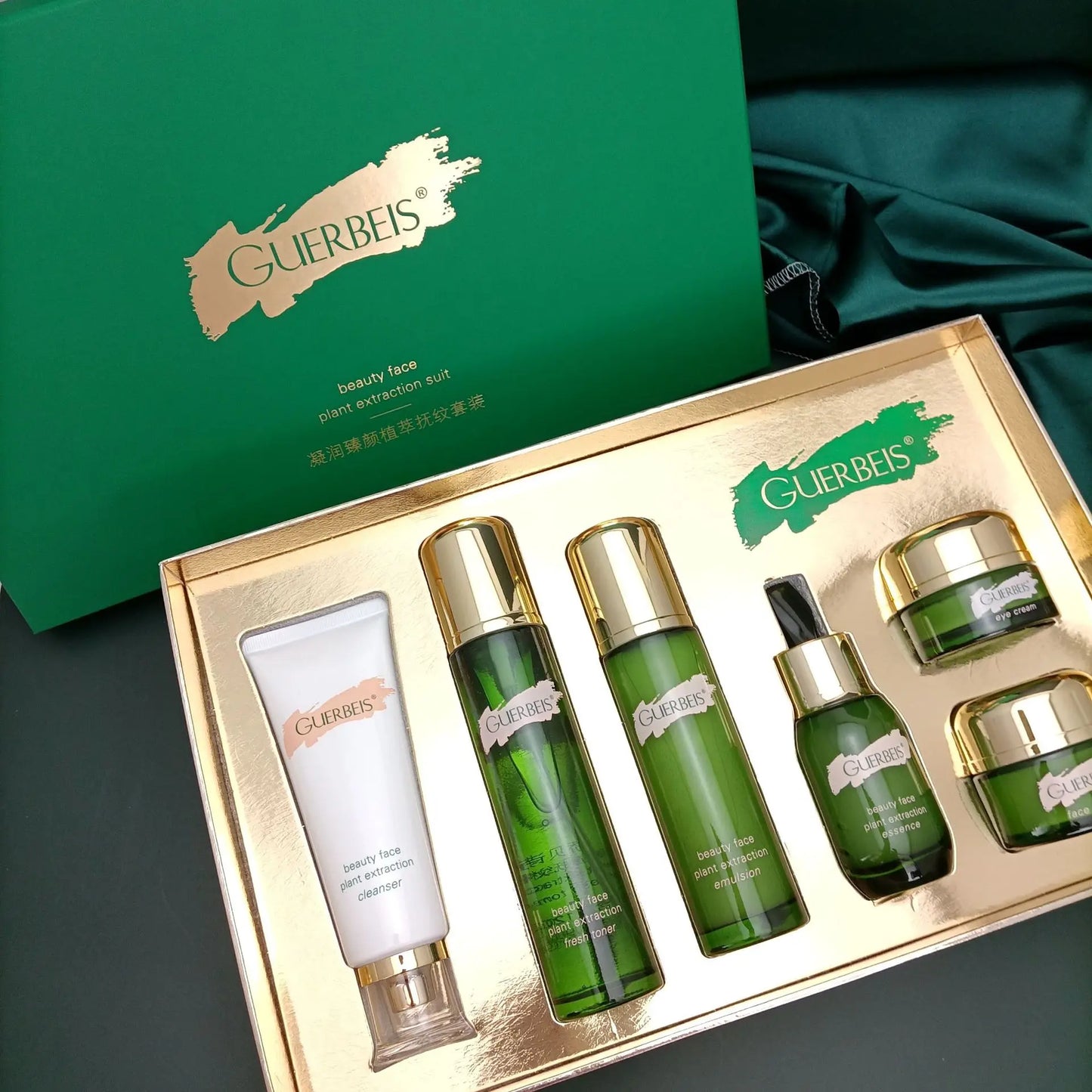 Extrato Vegetal Antirrugas Kit de Cuidados Faciais Óleo de Limpeza Tônico Controle de Oleosidade Sérum Firmador Creme Facial Hidratante Produtos de Beleza