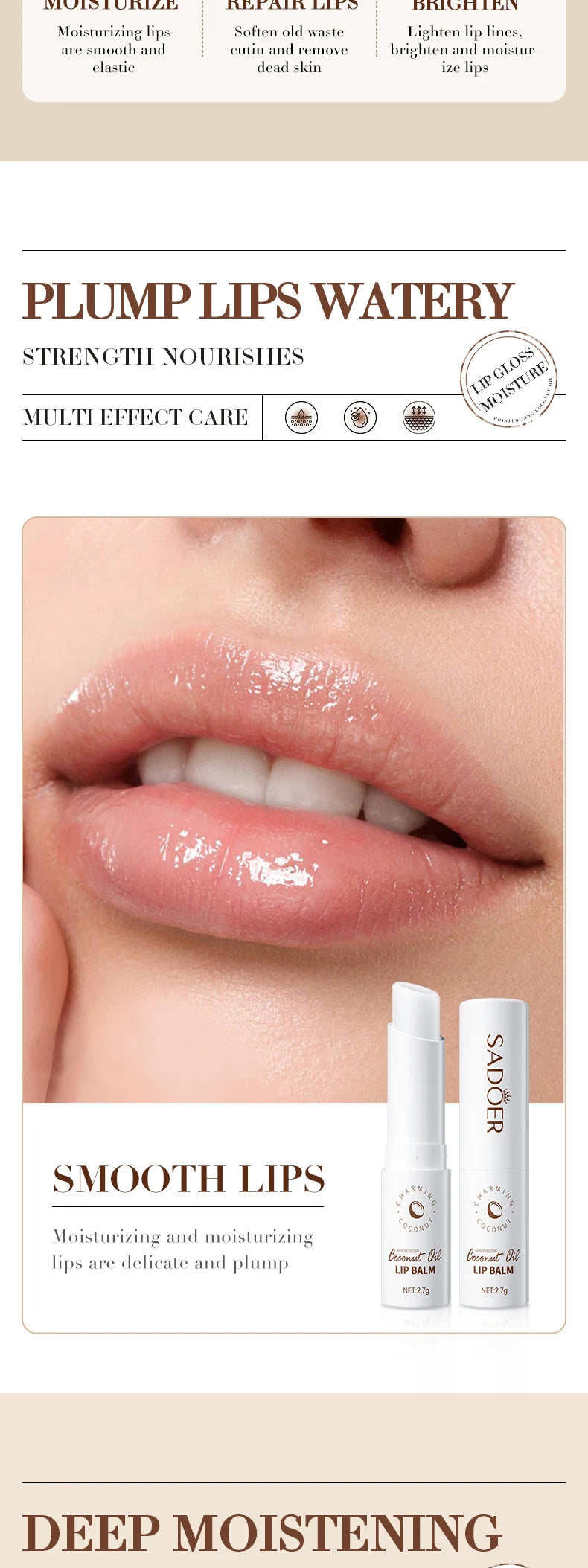 Coconut Lip Balm Lasting Nourishment and Moisture for Men and Women Daily Care Lip Balm Hydrating Repair Dry & Chapped Lips