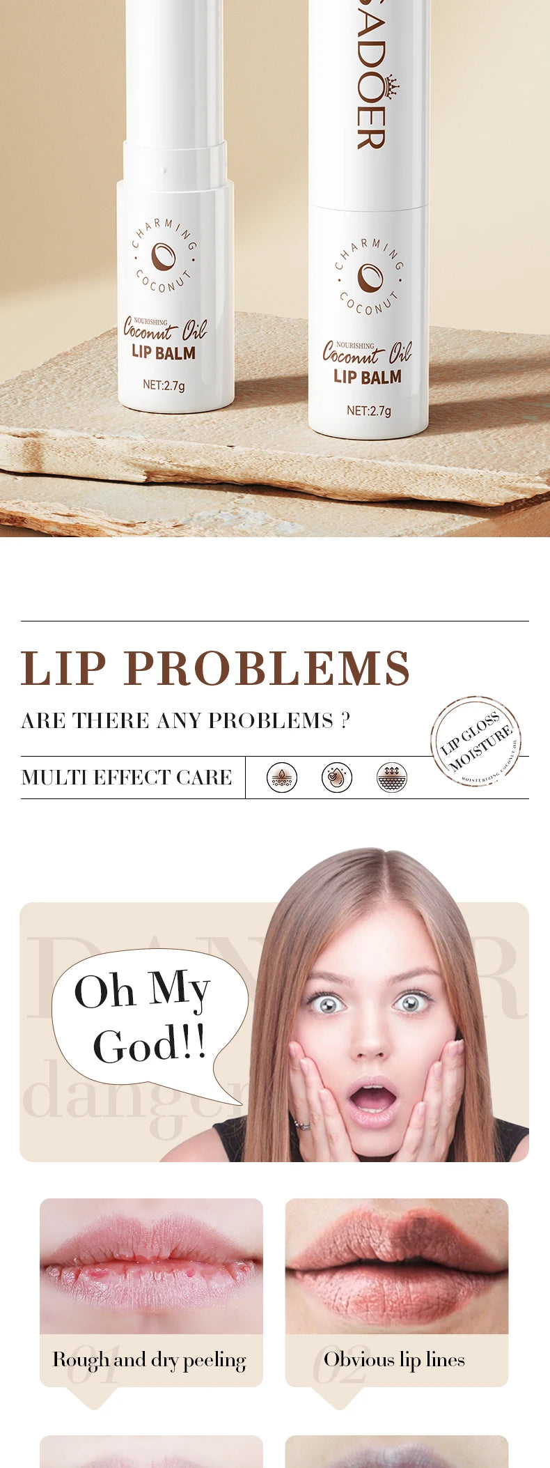 Coconut Lip Balm Lasting Nourishment and Moisture for Men and Women Daily Care Lip Balm Hydrating Repair Dry & Chapped Lips