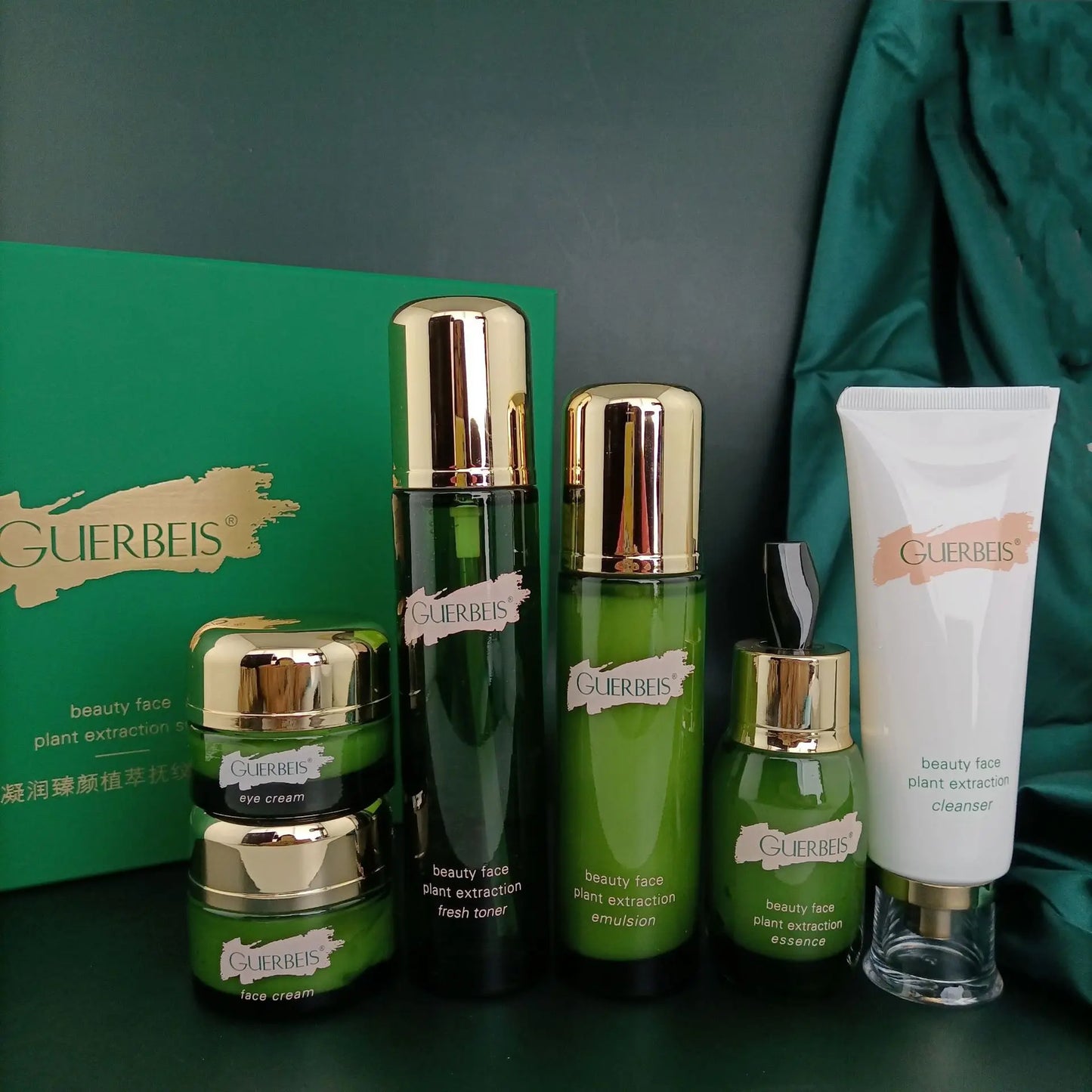 Extrato Vegetal Antirrugas Kit de Cuidados Faciais Óleo de Limpeza Tônico Controle de Oleosidade Sérum Firmador Creme Facial Hidratante Produtos de Beleza