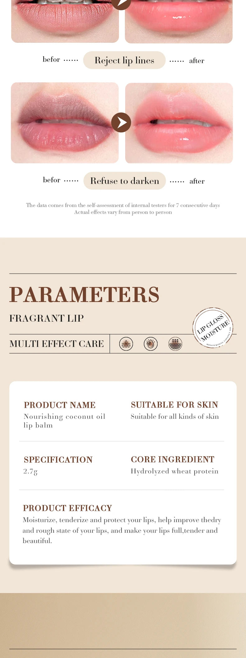 Coconut Lip Balm Lasting Nourishment and Moisture for Men and Women Daily Care Lip Balm Hydrating Repair Dry & Chapped Lips