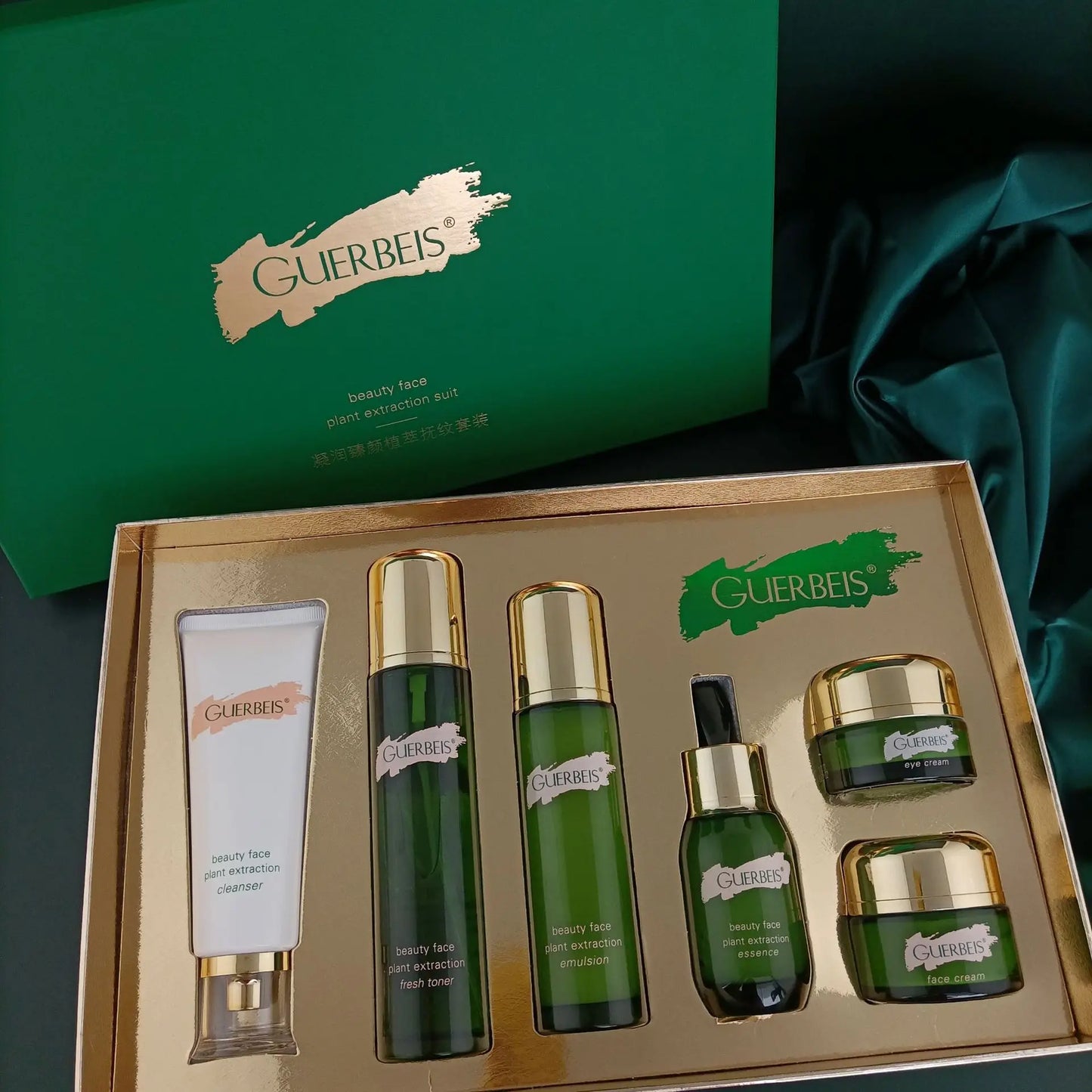 Extrato Vegetal Antirrugas Kit de Cuidados Faciais Óleo de Limpeza Tônico Controle de Oleosidade Sérum Firmador Creme Facial Hidratante Produtos de Beleza