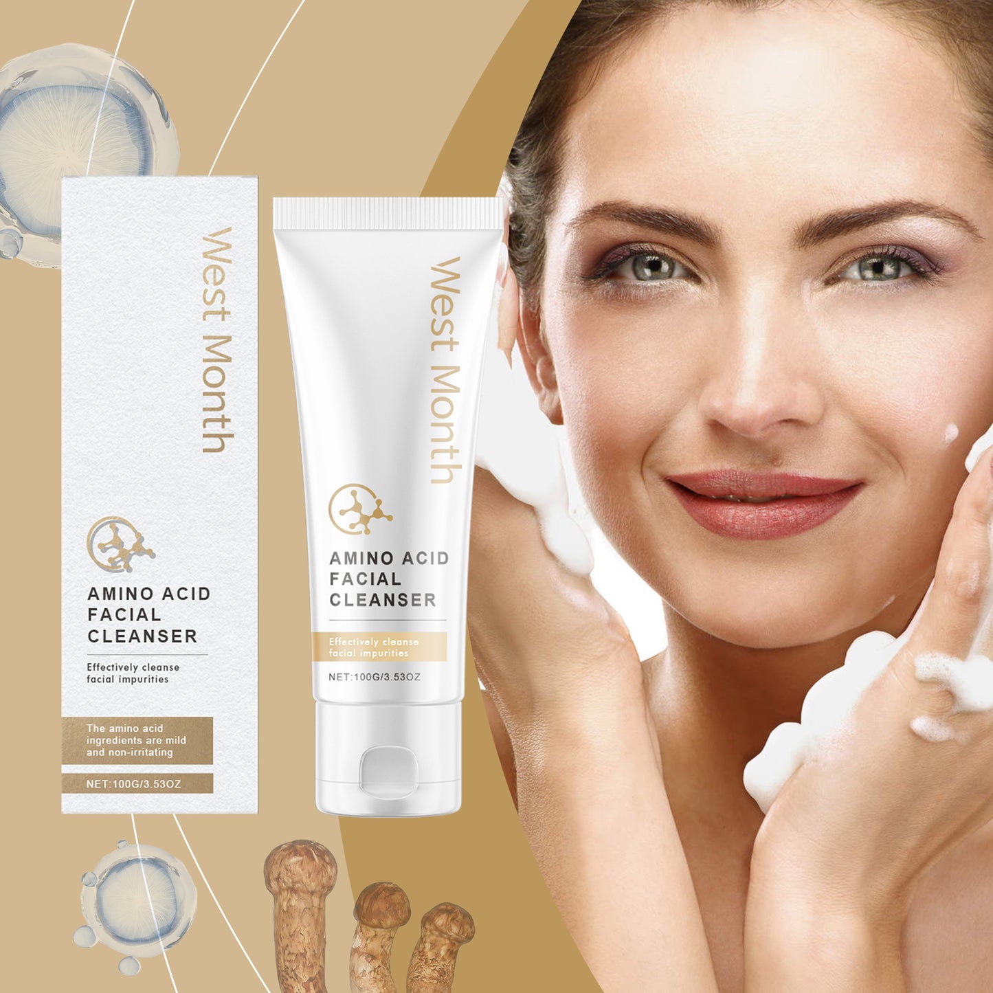 West&Month Amino Acid Cleanser, Gently Cleanser Delicate Pore Skin Care Cleanser